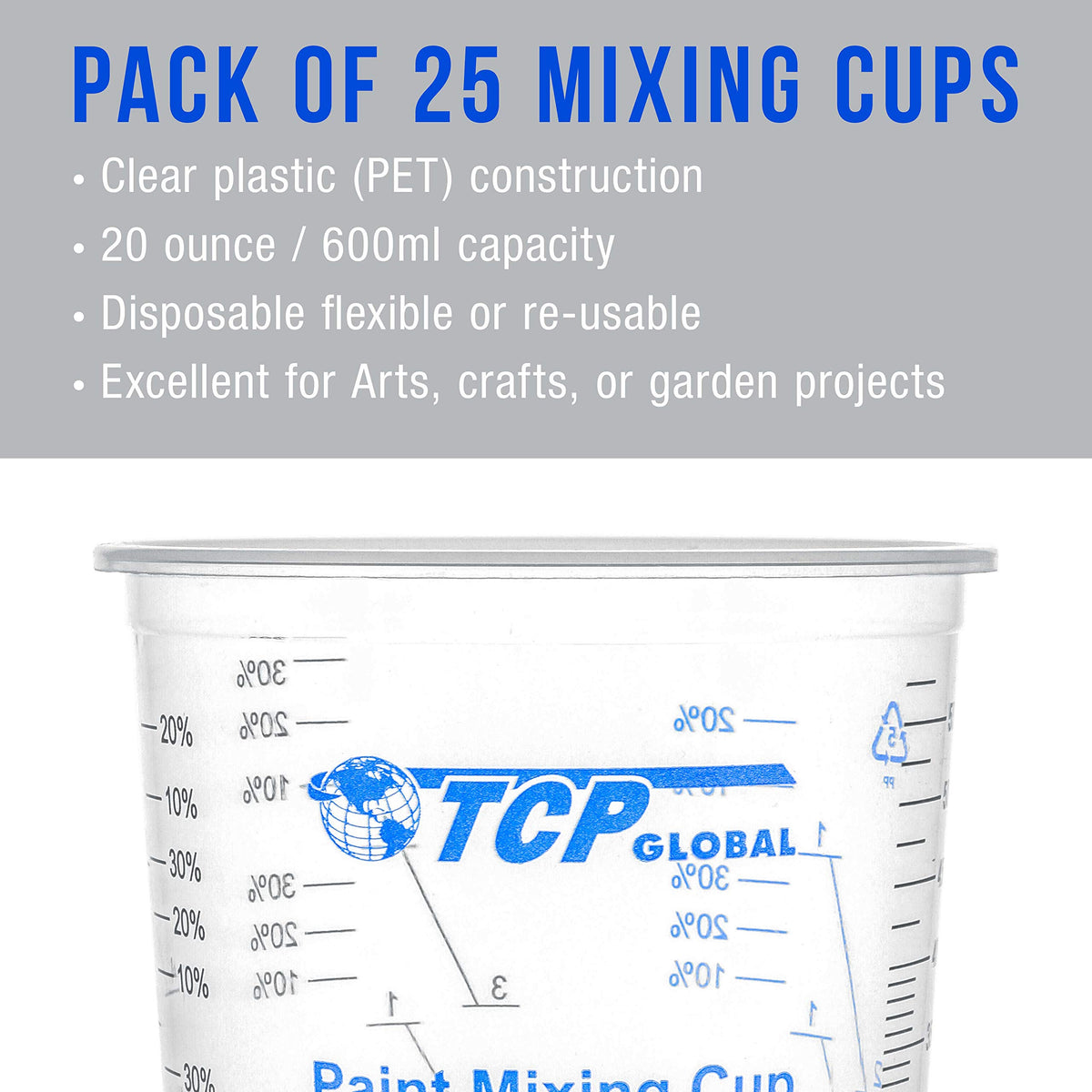 Easy-pour disposable mixing cups for mess-free cleanup.