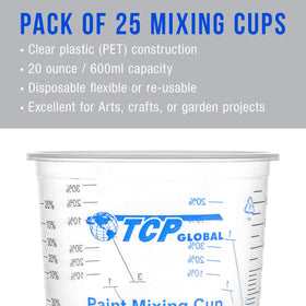 Easy-pour disposable mixing cups for mess-free cleanup.