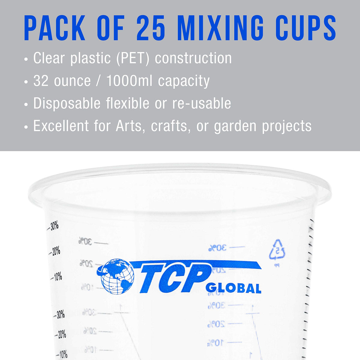 TCP Global resin and paint measuring cups designed for easy cleanup after use