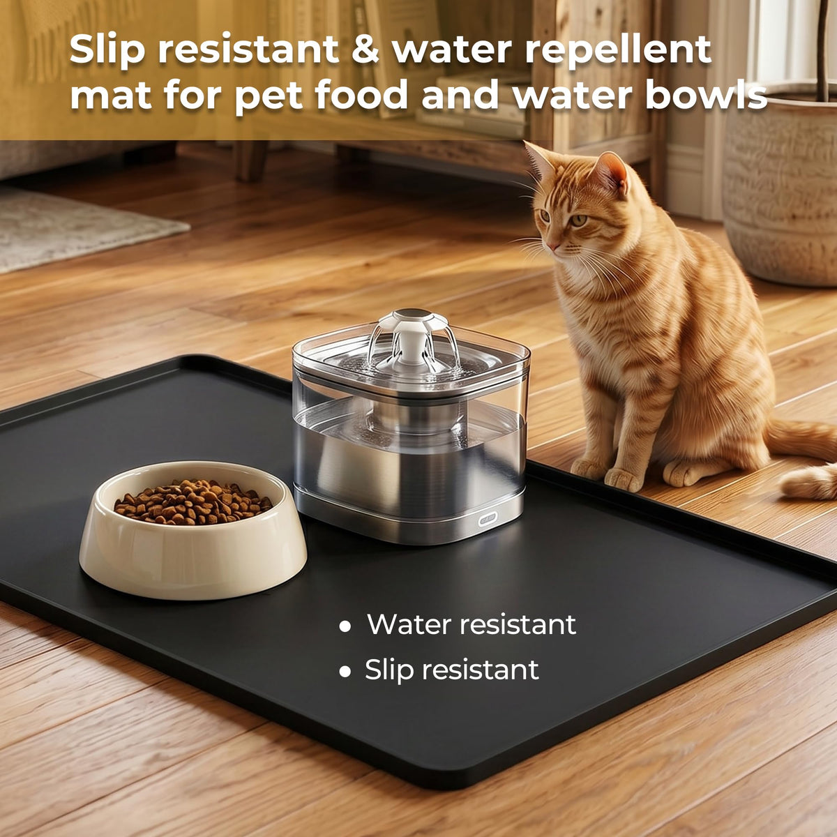 Large multipurpose mat dries dishes quickly and traps moisture