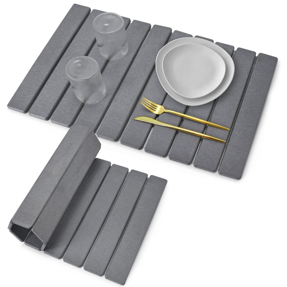 tdcokhe stone drying mat folded for storage on a clean counter