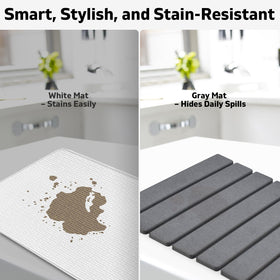 tdcokhe dark grey stone drying mat laid out for dishes in a modern kitchen.