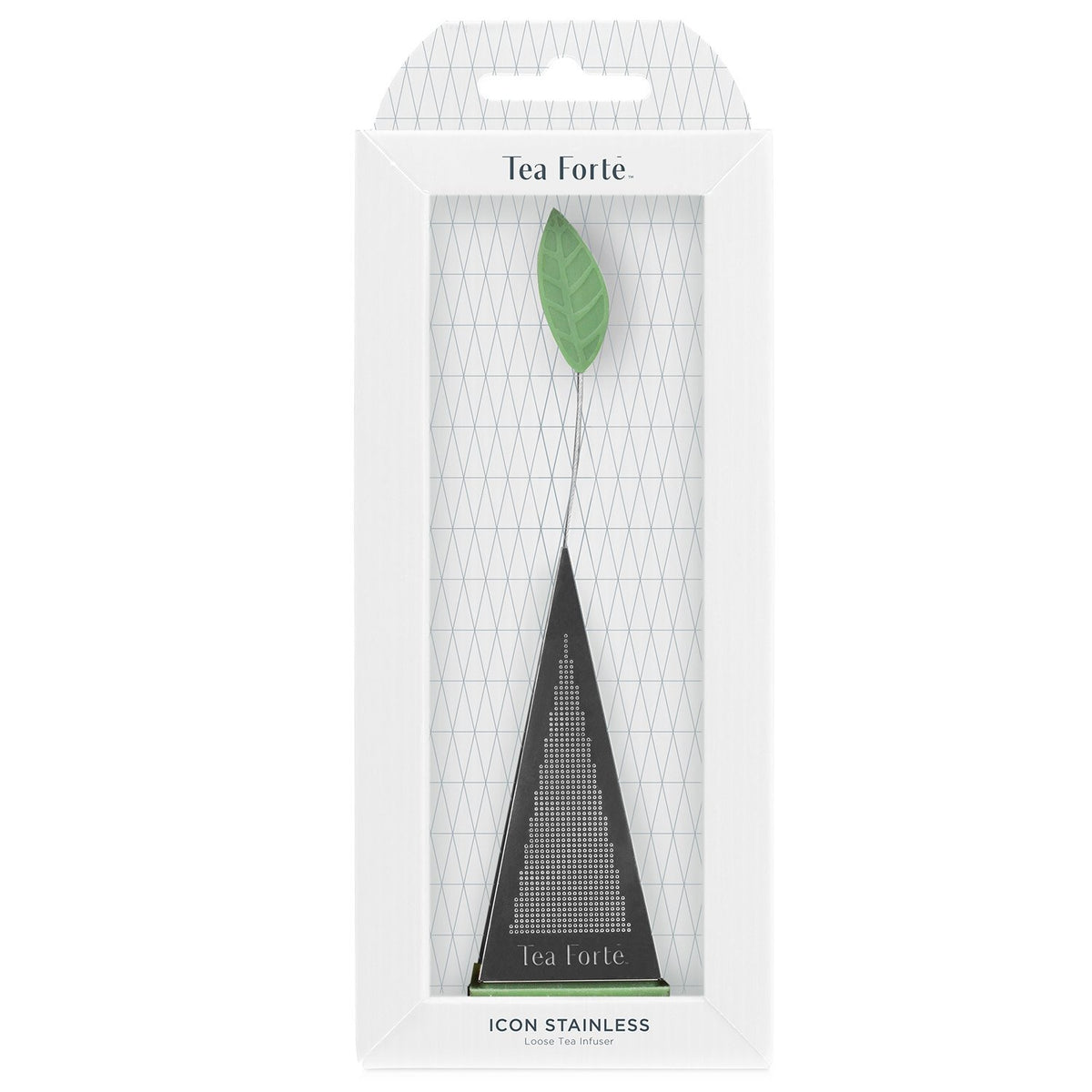 Tea Forte extra-fine infuser seals leaves, preventing stray residue in your cup