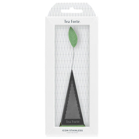 Tea Forte extra-fine infuser seals leaves, preventing stray residue in your cup