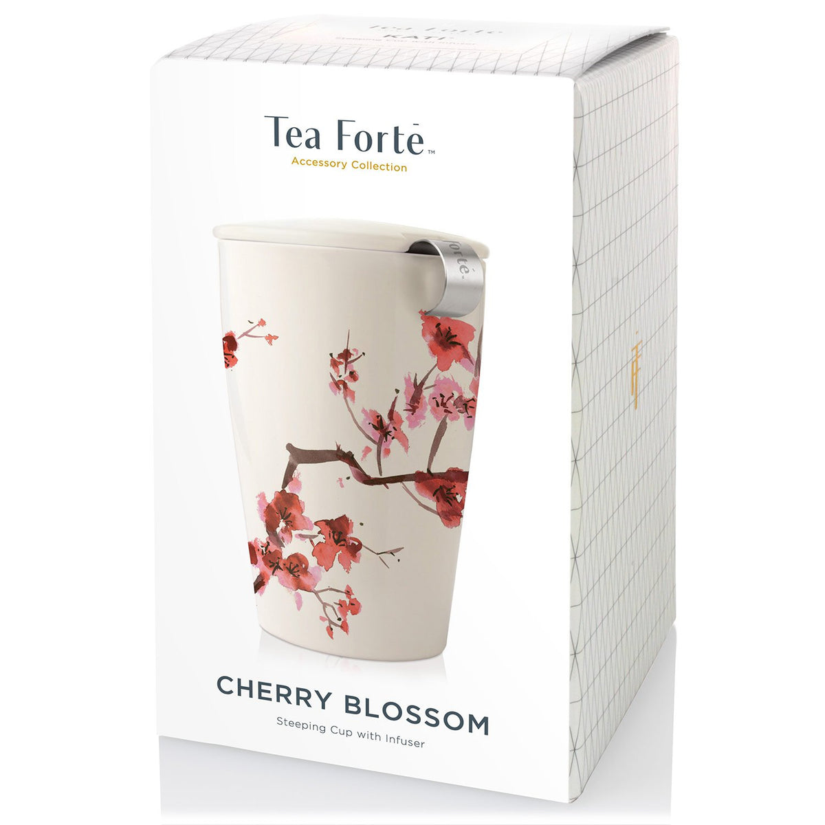 Tea Forte Kati cup with infuser basket locked inside for a clean pour