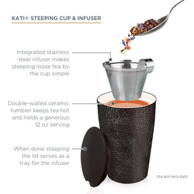 Tea Forte Kati Cup lid doubles as a drip tray after steeping.