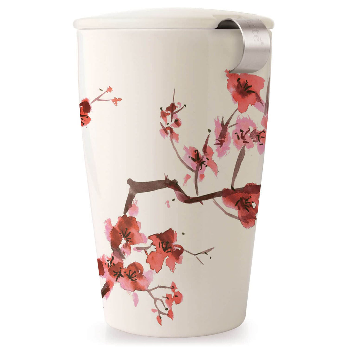 Tea Forte Kati cup with lid showing the double-wall ceramic body for lasting warmth
