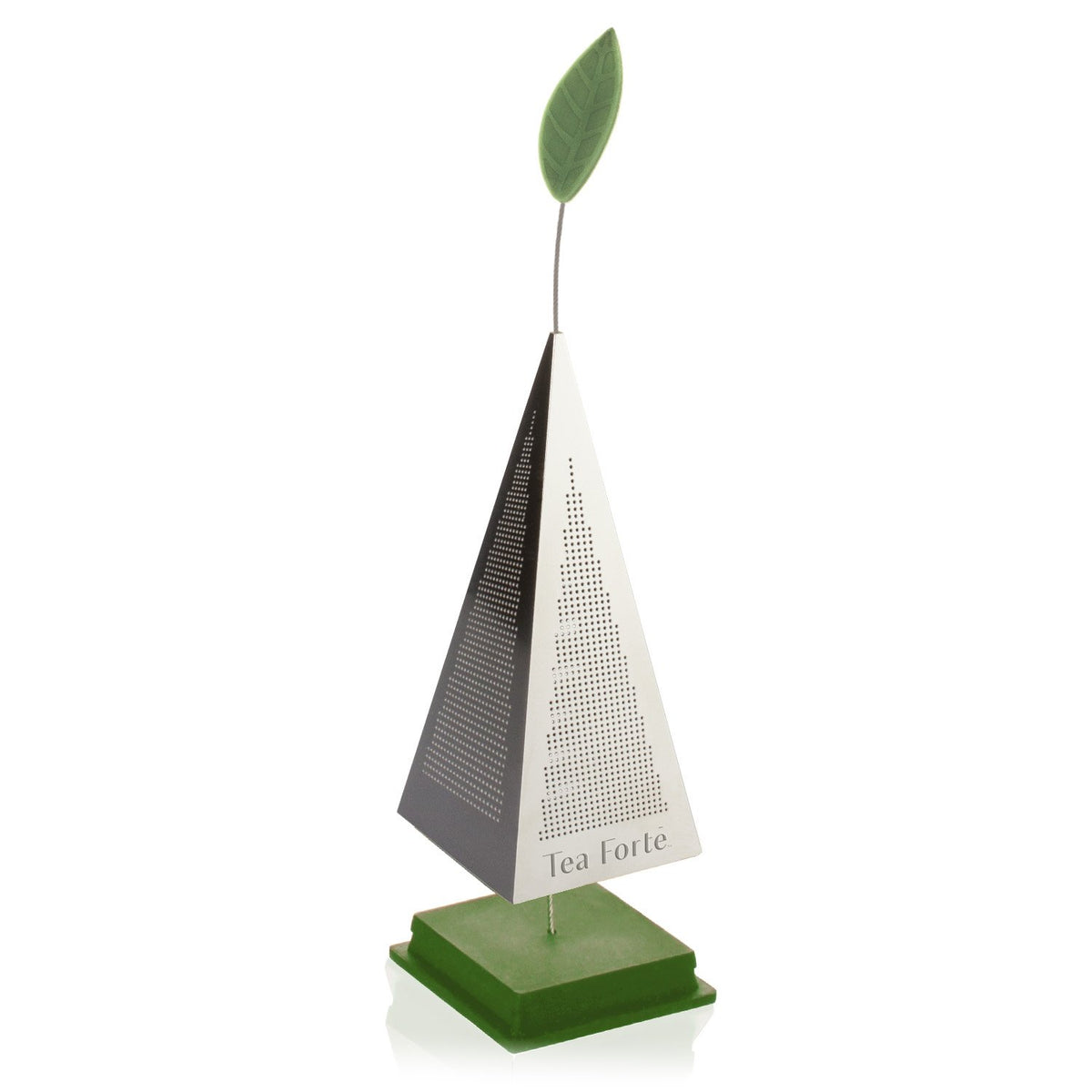Tea Forte pyramid design infuser steeps an elegant cup of tea