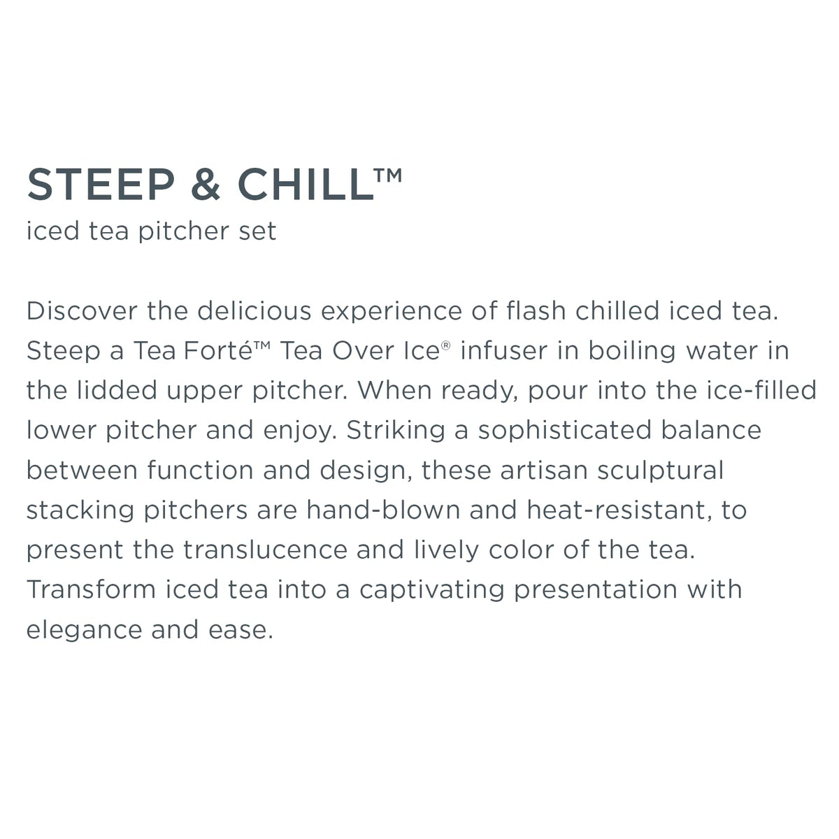 Tea Forte Set for entertaining showcases a dramatic tableside presentation.