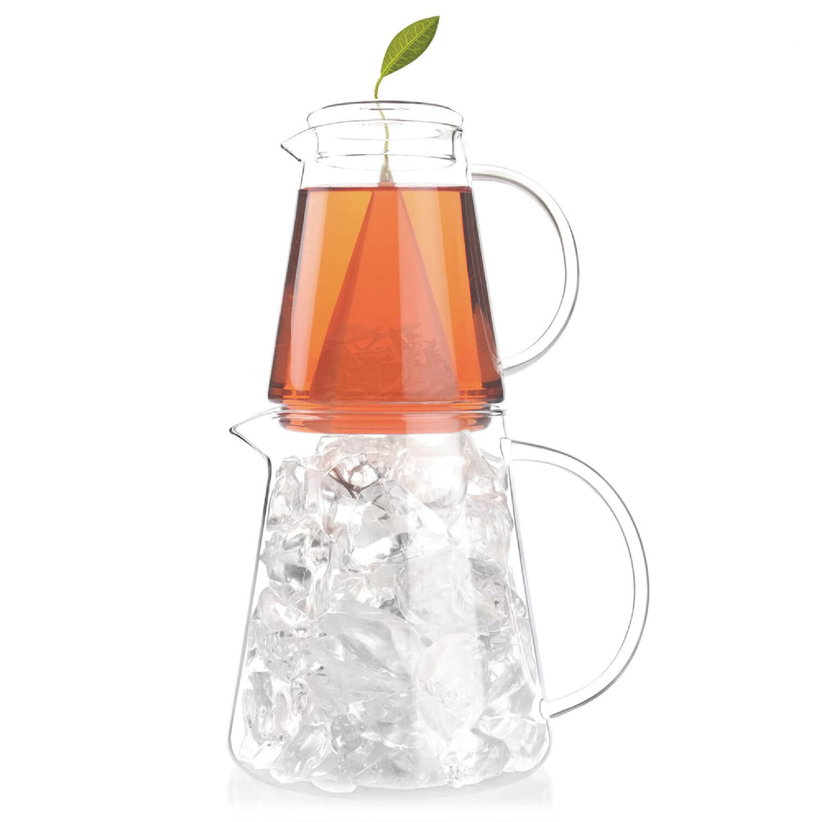 Tea Forte Tea Over Ice Pitcher 12oz demonstrates steeping for fresh iced tea.