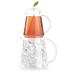 Tea Forte Tea Over Ice Pitcher 12oz demonstrates steeping for fresh iced tea.