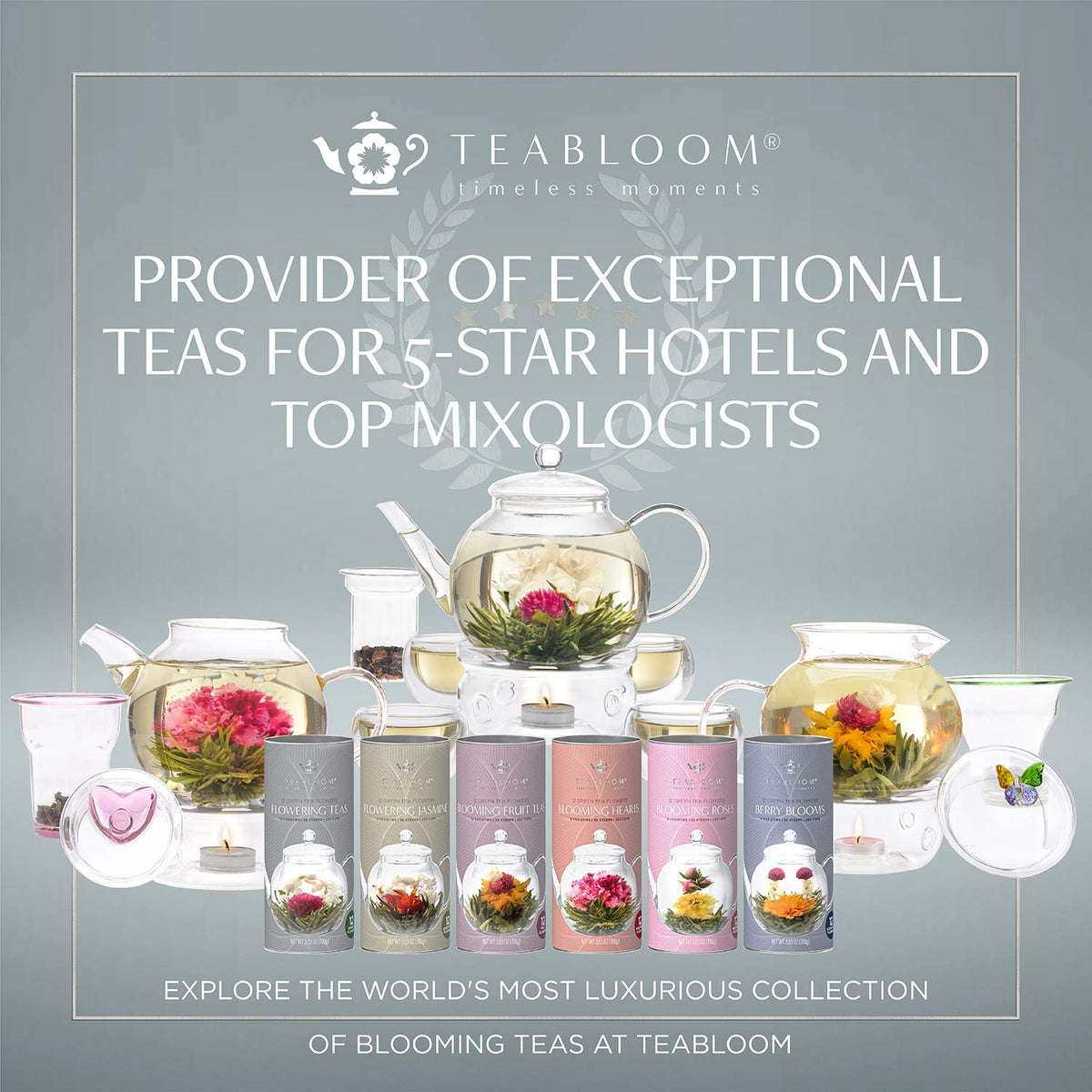 Teabloom Blossoms teapot pouring elegantly into a cup.