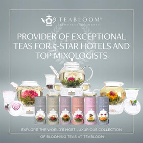 Teabloom Blossoms teapot pouring elegantly into a cup.