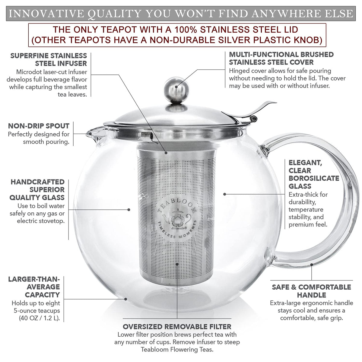 Teabloom Classica on stovetop for quick, flavorful tea