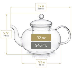 Dishwasher-safe teapot and cups for quick cleanup.