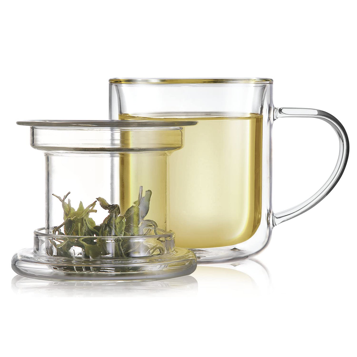 Teabloom heatproof glass tea cup with infuser for pure flavor and safe handling.