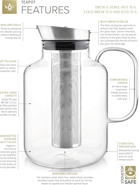 Teabloom Legacy glass is dishwasher safe and non-absorptive for clean taste.
