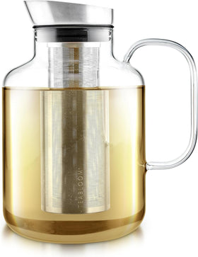 Teabloom Legacy teapot lid pour demonstrates seamless one-step brewing and serving.