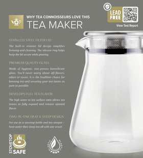 Teabloom One-Touch Tea Maker glass body, premium borosilicate for pure flavor