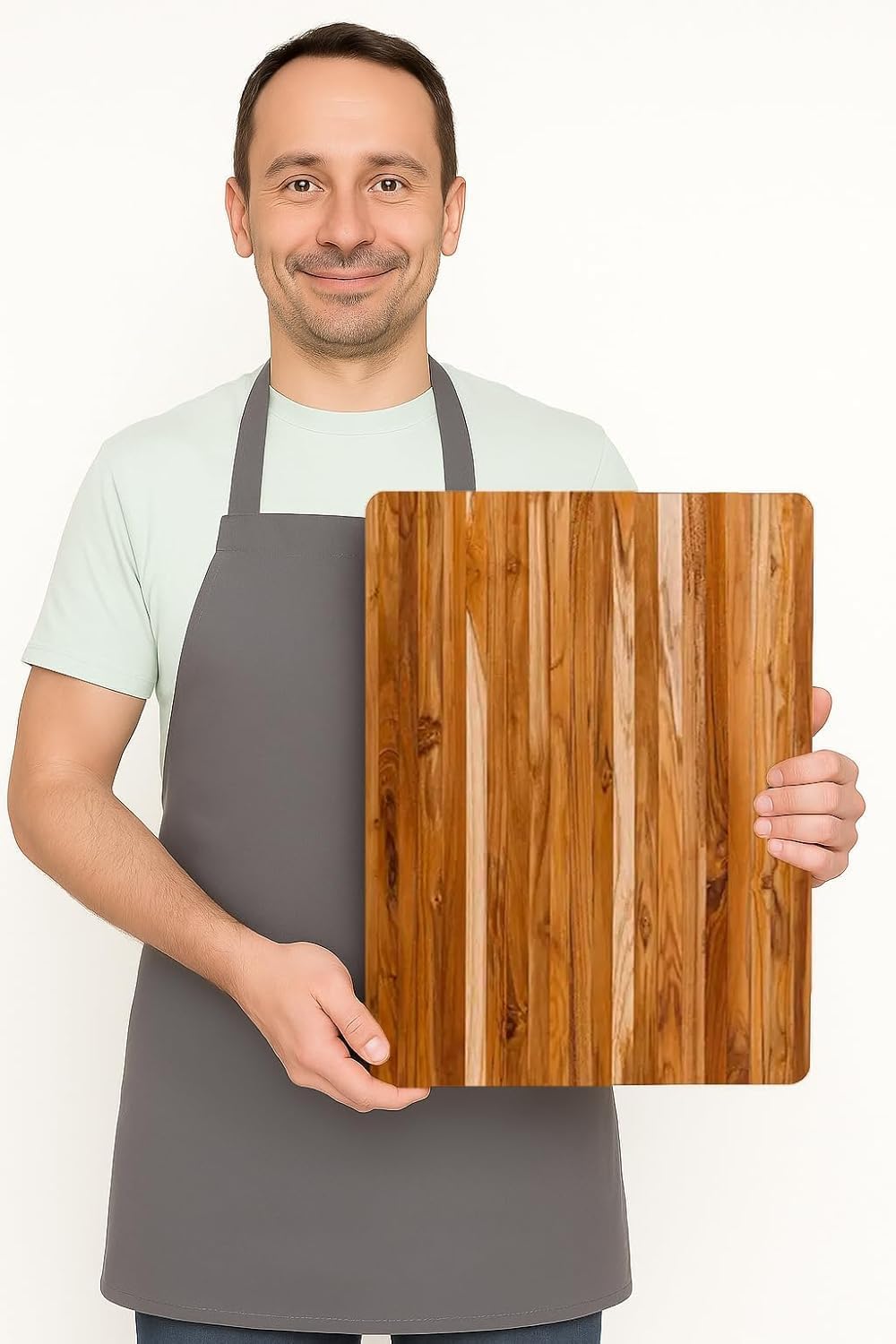 Teakhaus large cutting board edge-grain teak surface protects knives