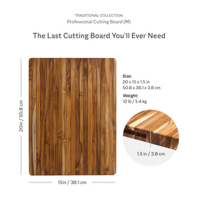 Teakhaus large cutting board with grip handles for easy lifting and transport