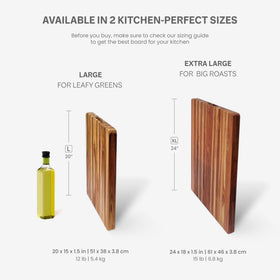 Teakhaus large cutting board is reversible for extra prep space
