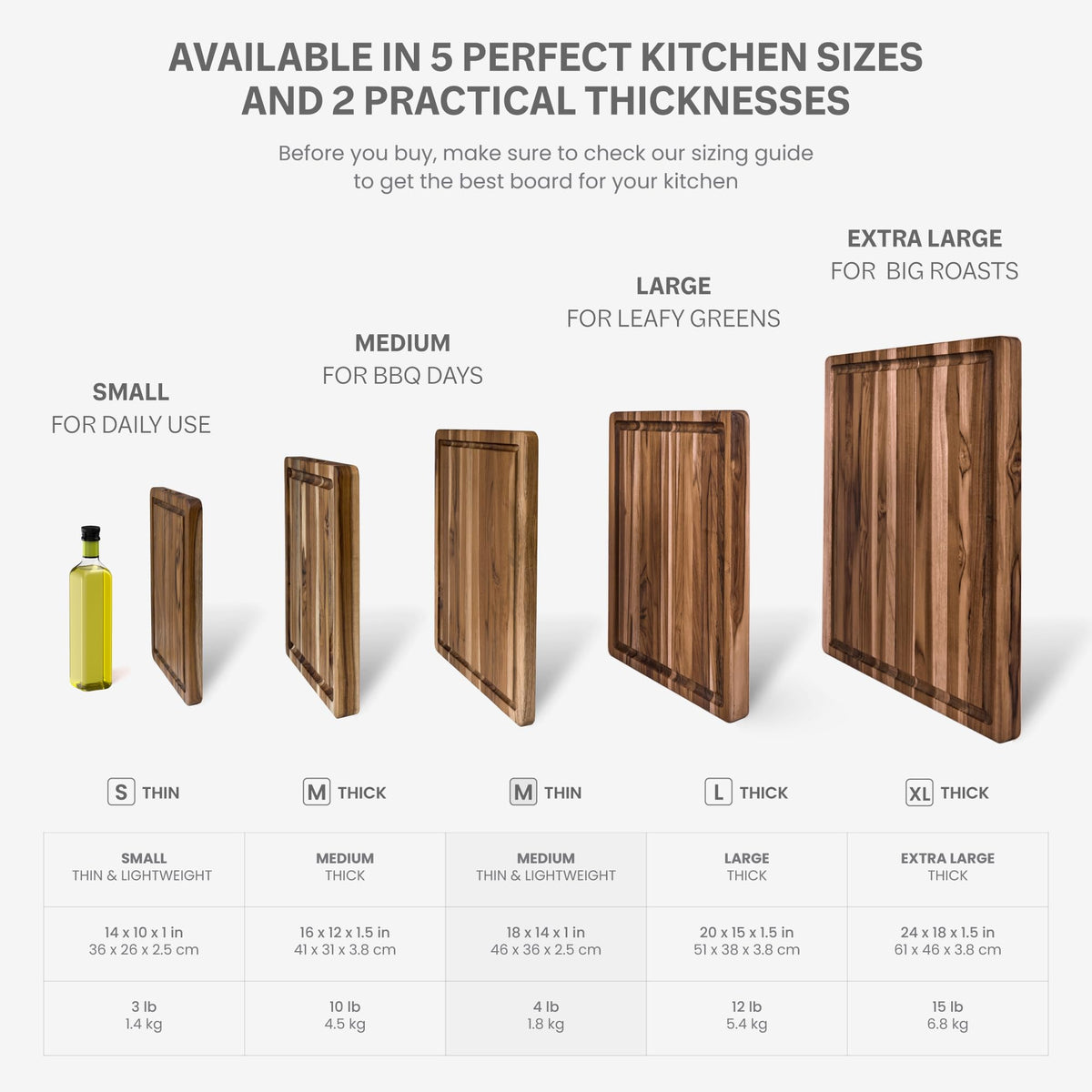 Teakhaus cutting board medium juice groove captures juices and keeps counters clean.