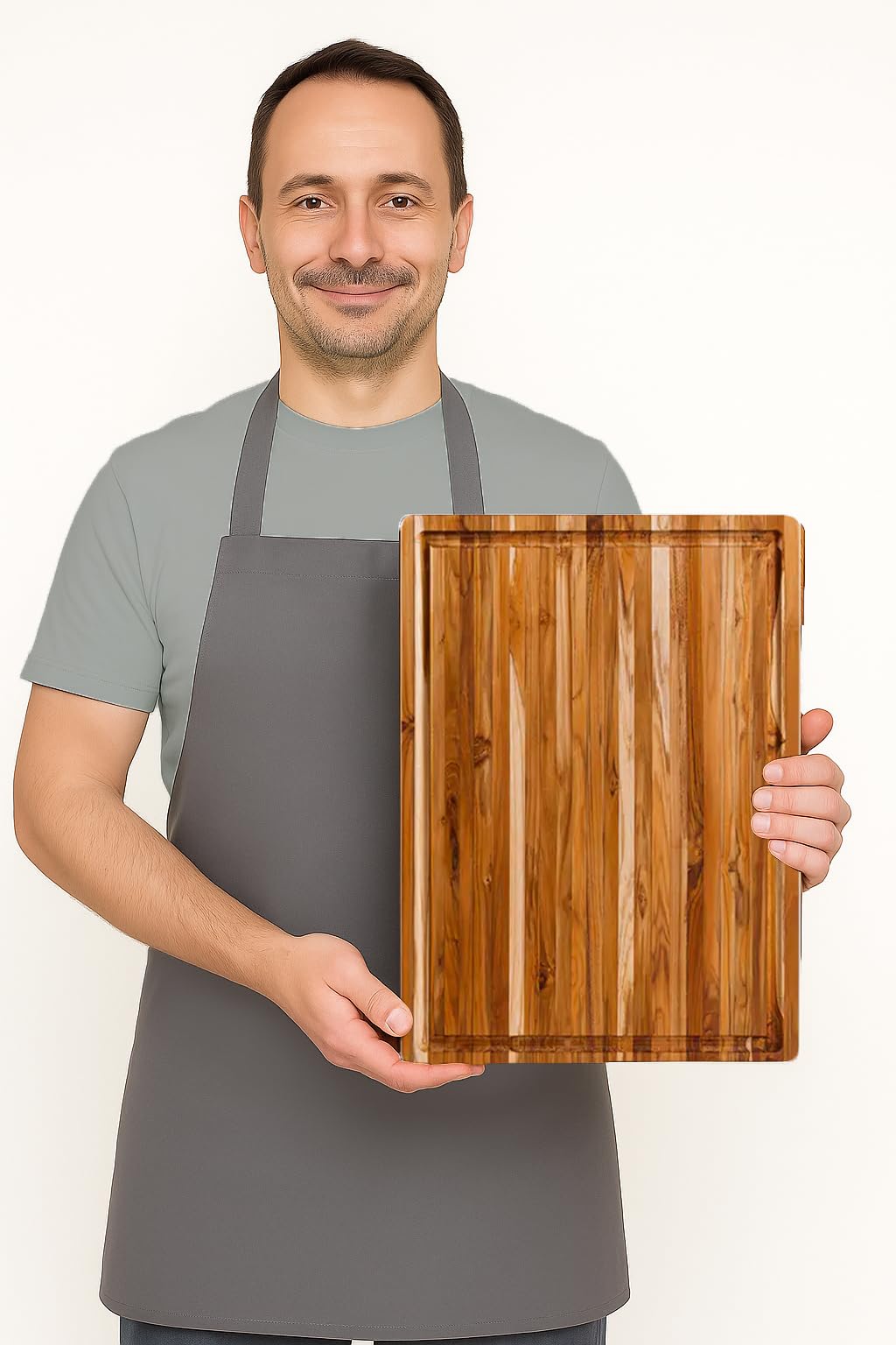 Teakhaus cutting-board-medium-reversible-design offers two-sided prep for versatility.