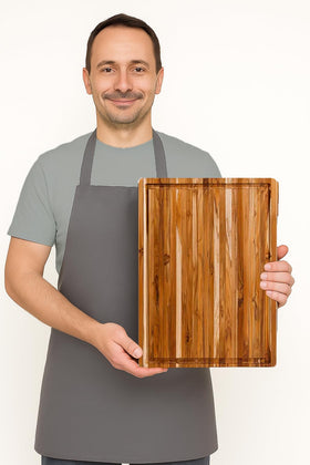 Teakhaus cutting-board-medium-reversible-design offers two-sided prep for versatility.