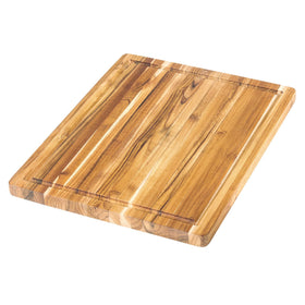 Teakhaus cutting board medium surface shows a smooth teak finish for steady slicing.