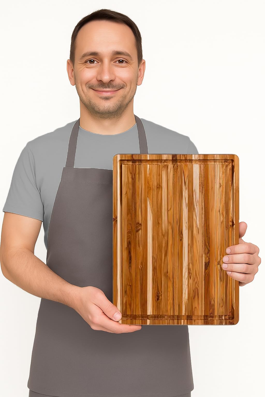 Teakhaus reversible cutting board showing two prep zones for versatile kitchen tasks.