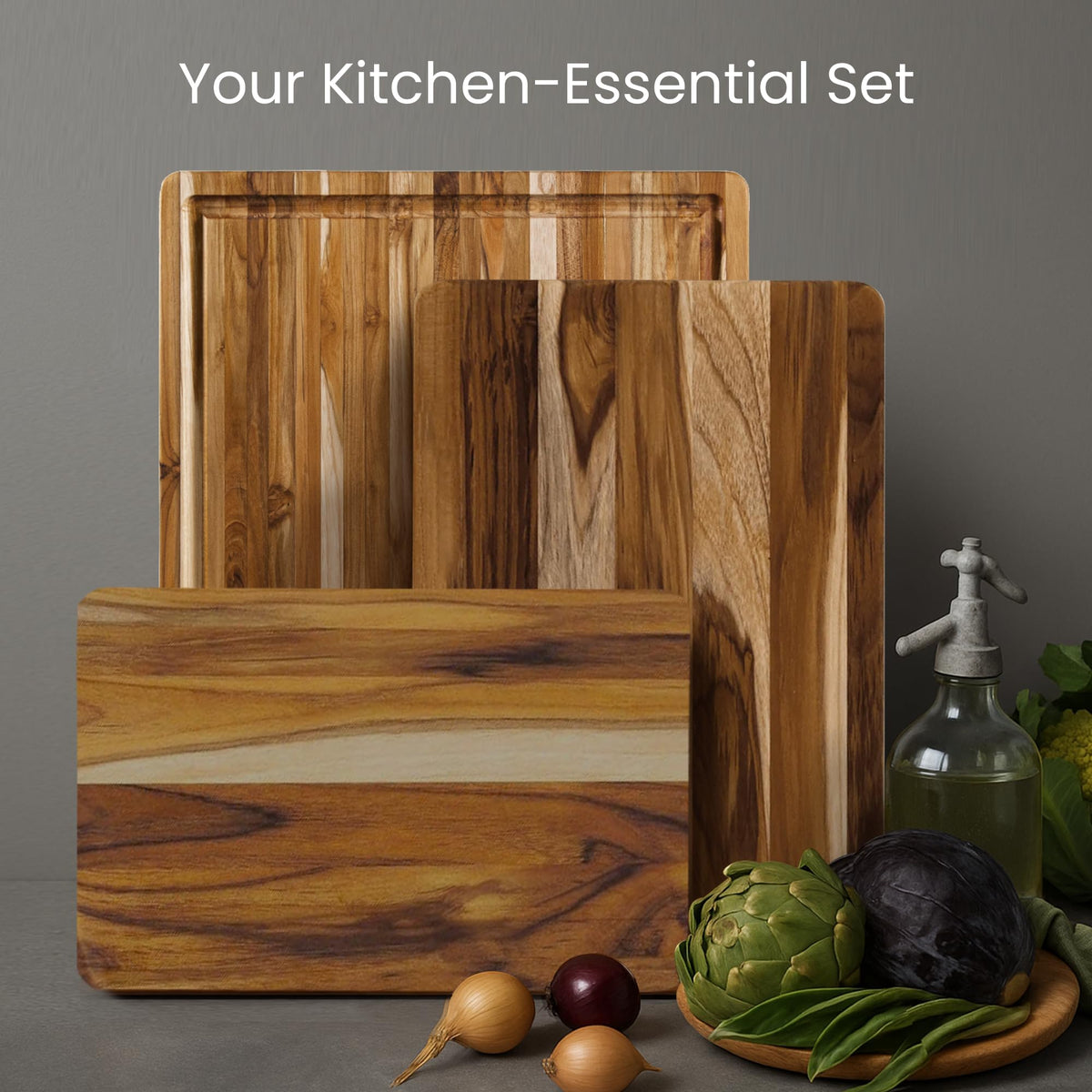 Teakhaus medium cutting board—versatile board for sandwiches and proteins.