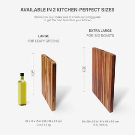 Teakhaus XL grip handles on the board provide stable support during slicing.