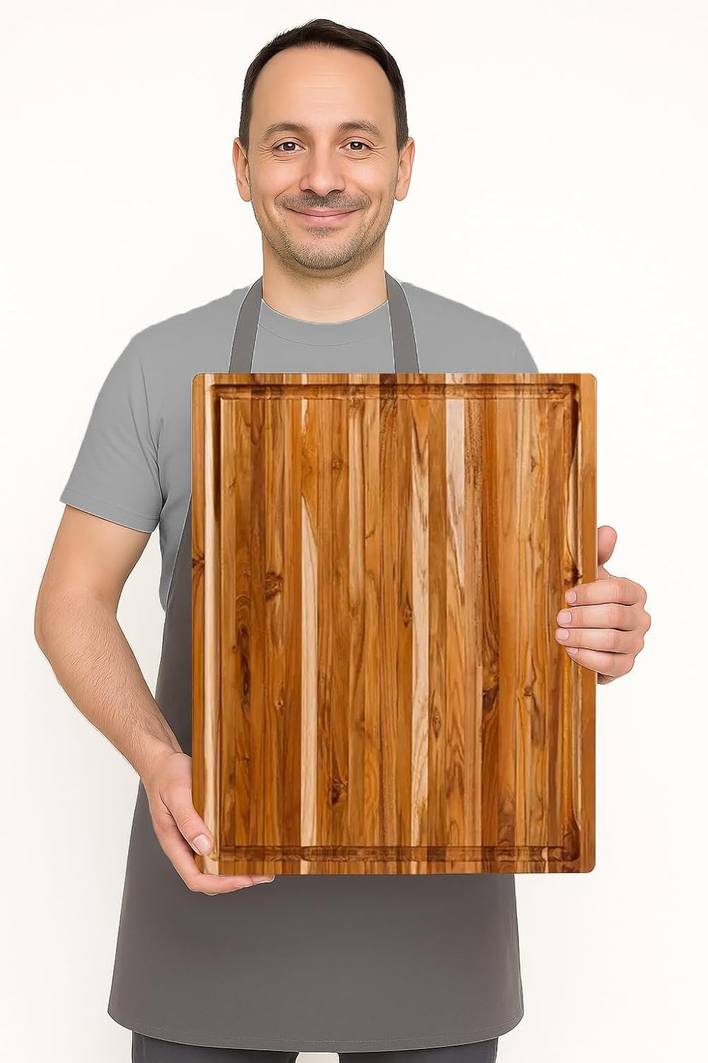 Teakhaus XL board highlighting knife-friendly surface for smooth slicing