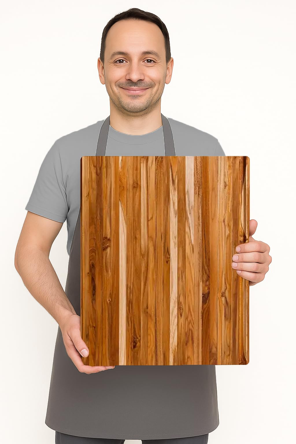 Teakhaus XL reversible surface doubles as a serving board after prep.