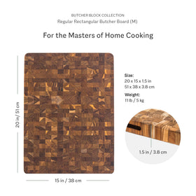 Teakhaus end-grain surface protects knives during precise slicing.