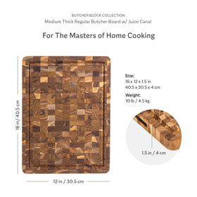 Teakhaus end grain wood detail highlights durability and knife-friendliness.