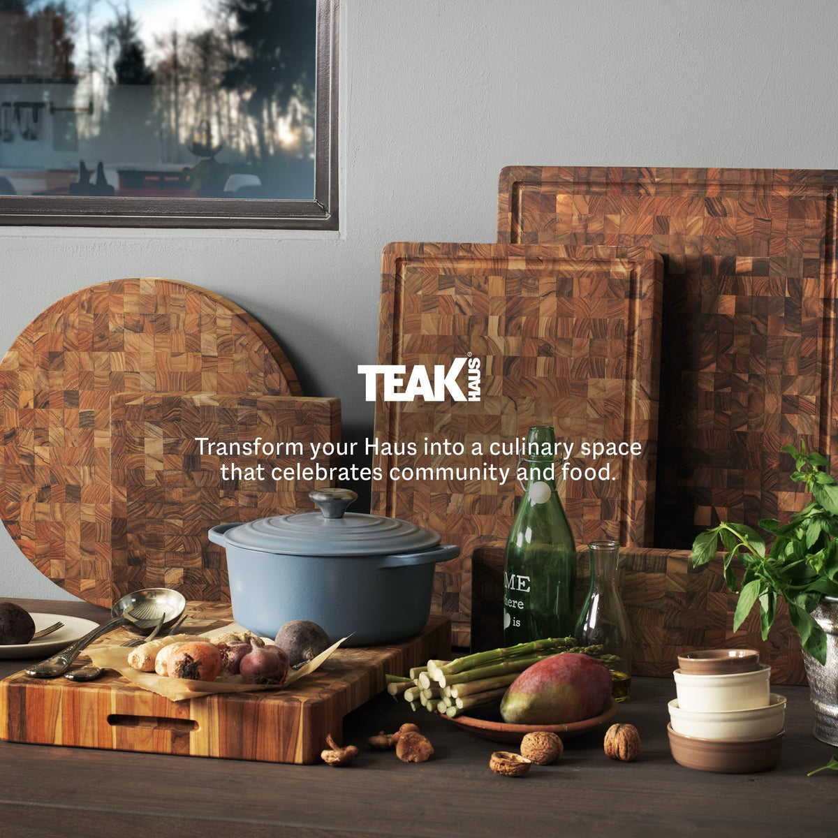 Teakhaus lifetime durability teak board supports generations of meals.