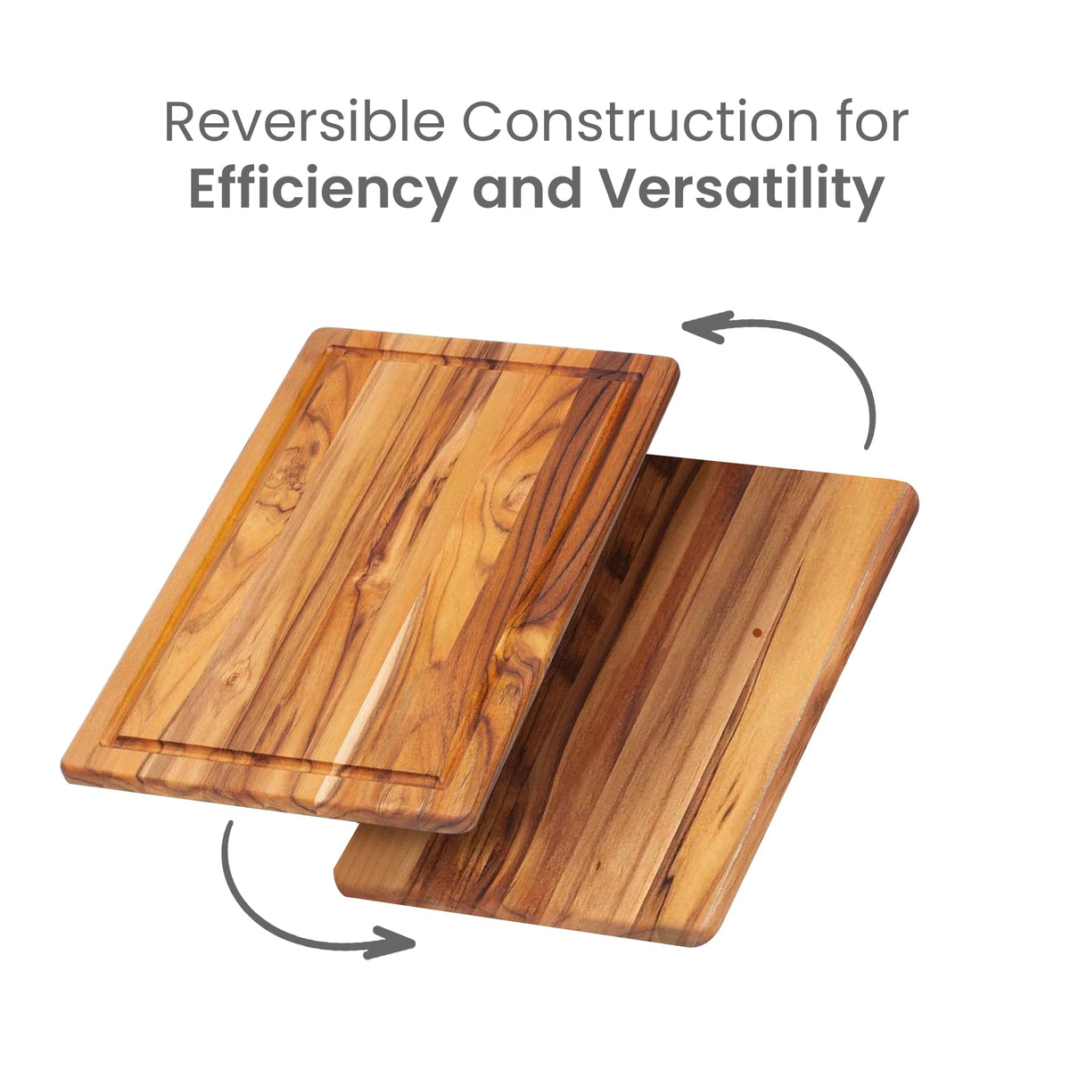 Teakhaus reversible cutting board—two surfaces for multi-task prep.