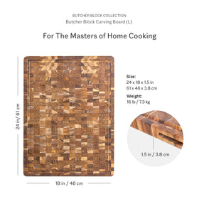 Teakhaus reversible cutting board showing dual sides for prep and serving.