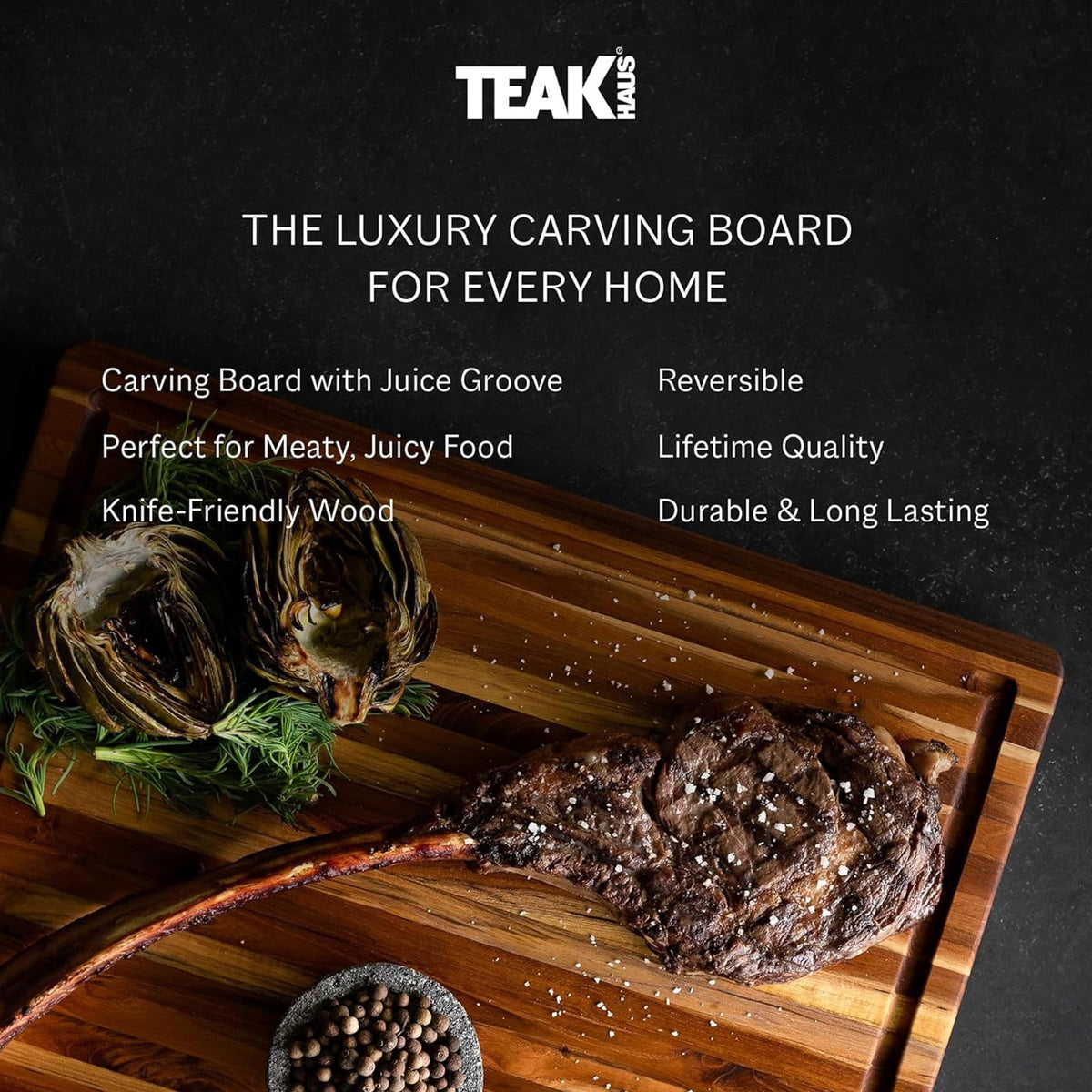 Teakhaus care instructions highlighting hand washing and oiling.