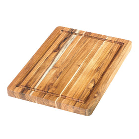Teakhaus small cutting board with juice groove for cleaner prep.