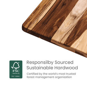 Teakhaus teak wood surface—knife-friendly edge-grain design.