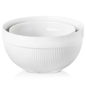 TEAKISS 10-inch ceramic mixing bowl top view for recipe prep.