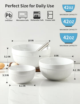 TEAKISS 2.3qt mixing bowl with wide opening for quick whisking.
