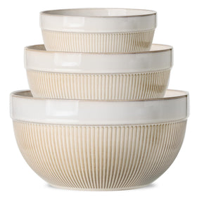 TEAKISS 10-inch large ceramic mixing bowl from the set, ideal for batter mixing