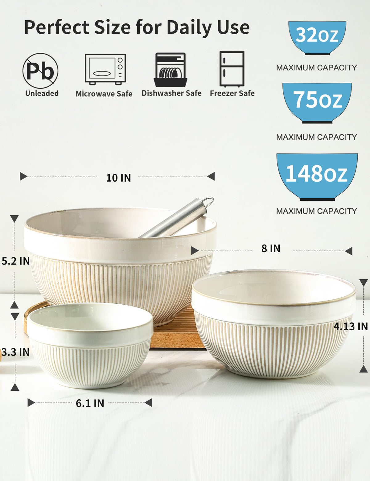 TEAKISS 8-inch ceramic mixing bowl, perfect for sauces and quick prep
