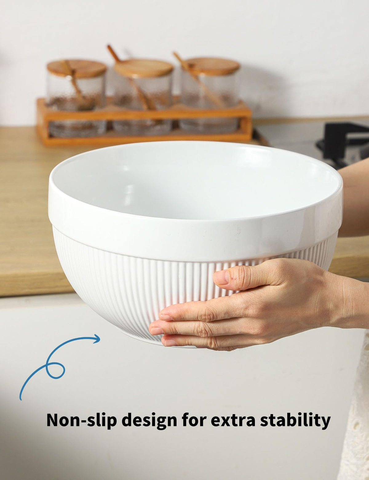 TEAKISS wide-mouth bowls support versatile cooking and serving tasks.