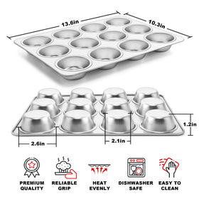 TeamFar muffin pan, side view showing wide rim for easy handling