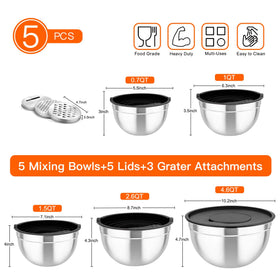 TeamFar 4.6 qt bowl with graters for easy prep.